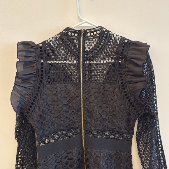 Haute Rogue Black Mini Long Sleeve Lined Ruffle Sheer NEW size medium - Picture 7 of 14